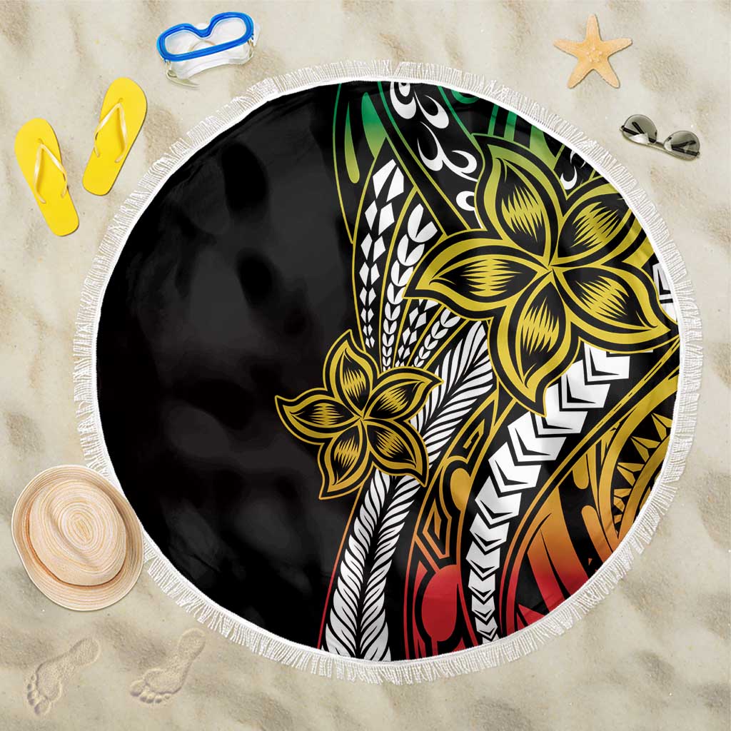 Polynesian Plumeria Floral Tattoo Pattern Beach Blanket Reggae Style LT9 One Size 150cm Reggae - Polynesian Pride