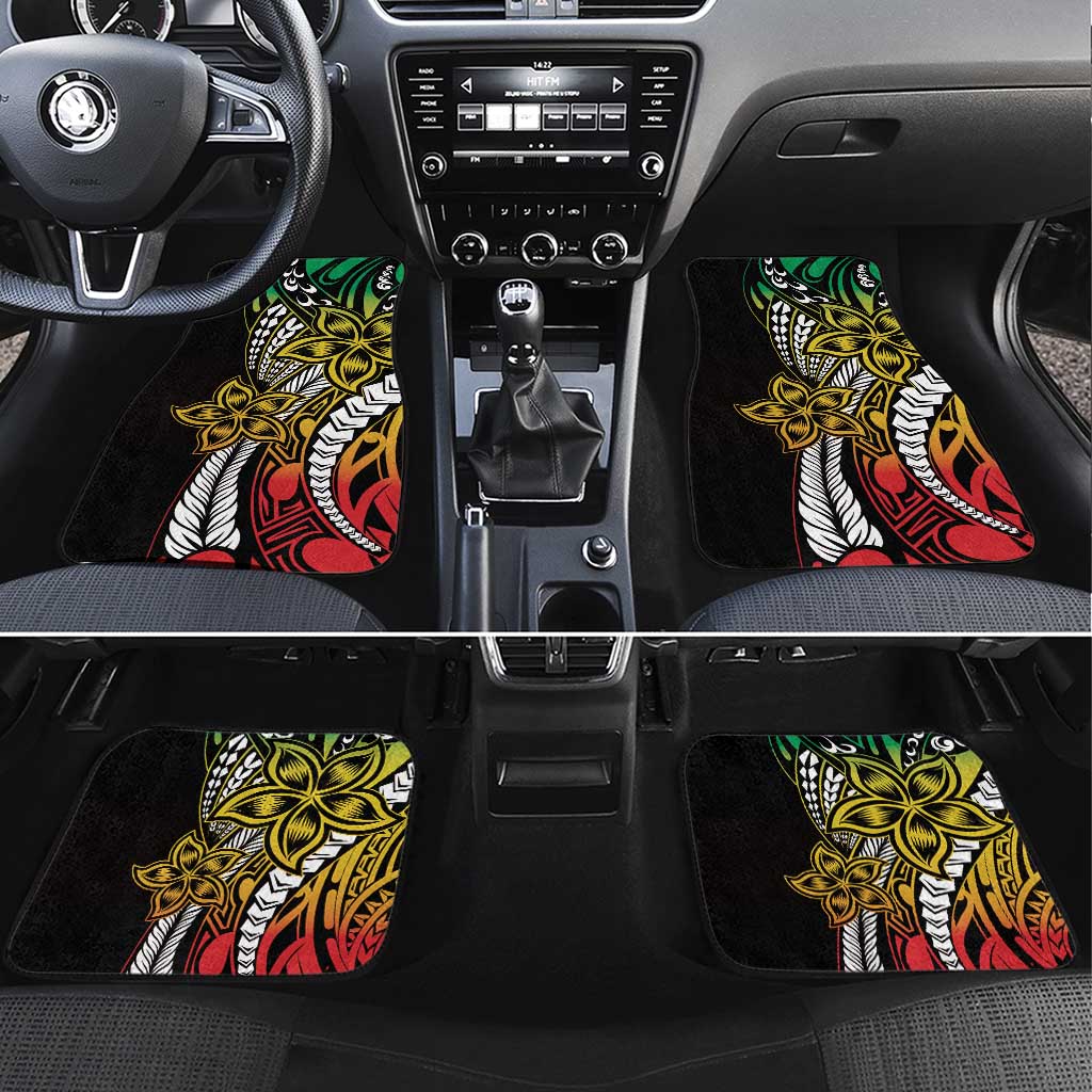 Polynesian Plumeria Floral Tattoo Pattern Car Mats Reggae Style LT9 Set 4pcs Reggae - Polynesian Pride