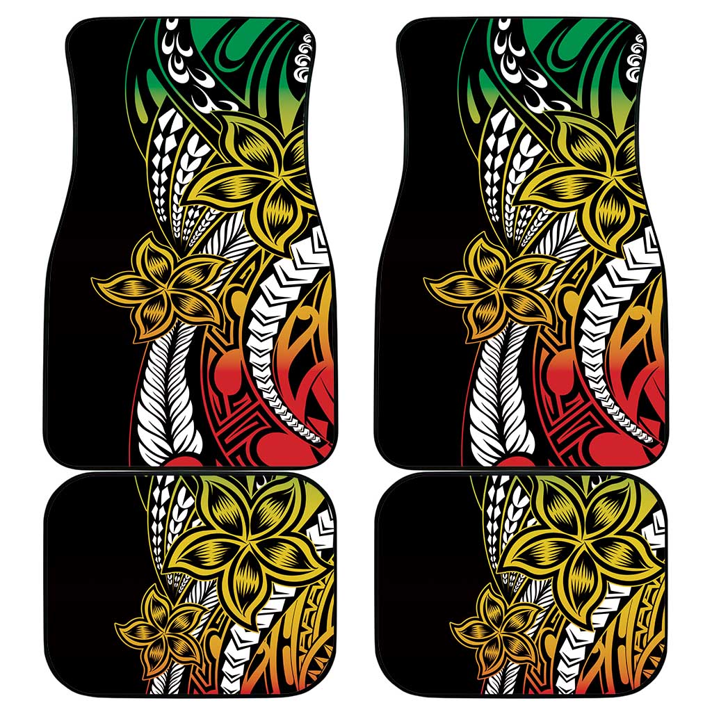 Polynesian Plumeria Floral Tattoo Pattern Car Mats Reggae Style LT9 - Polynesian Pride