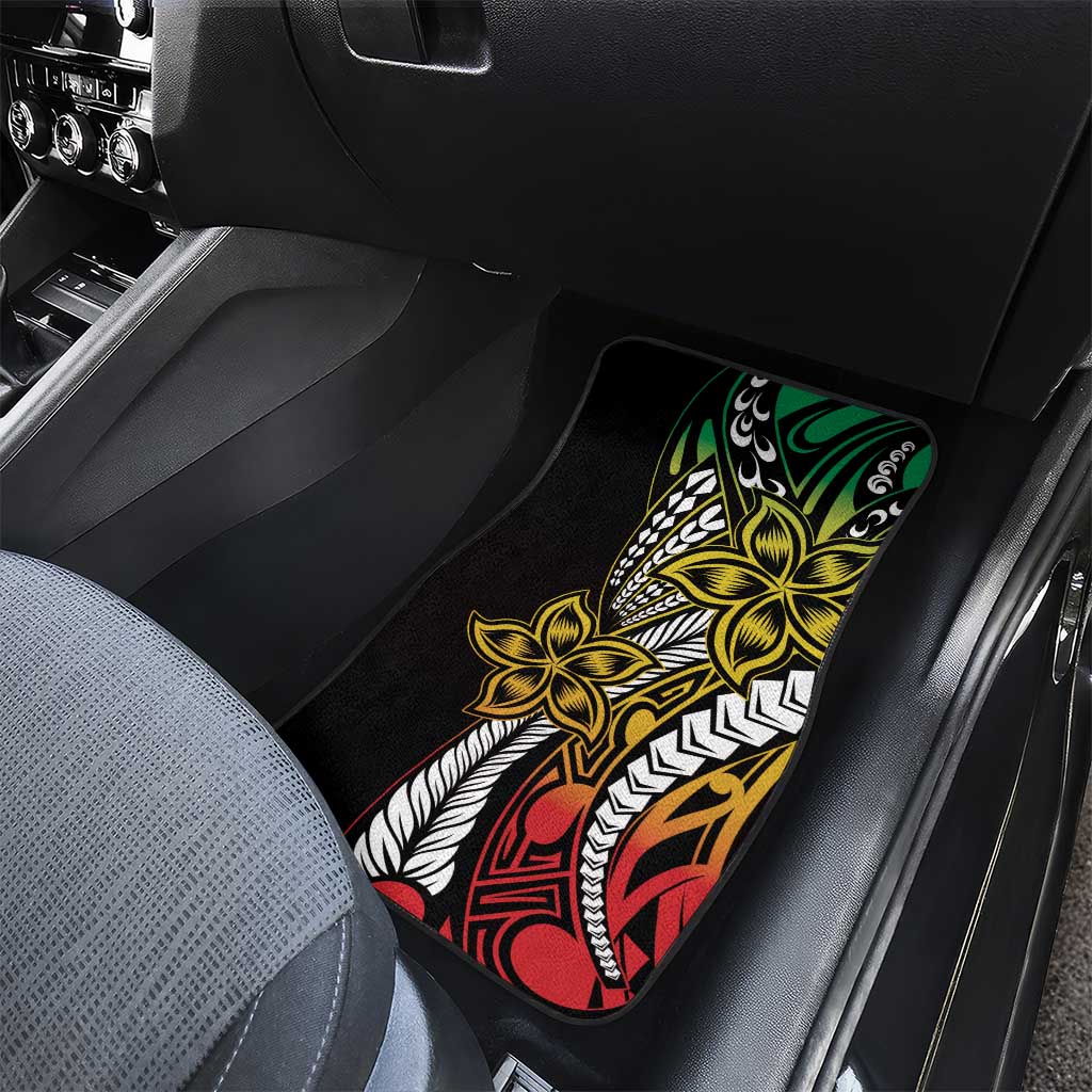 Polynesian Plumeria Floral Tattoo Pattern Car Mats Reggae Style LT9 - Polynesian Pride