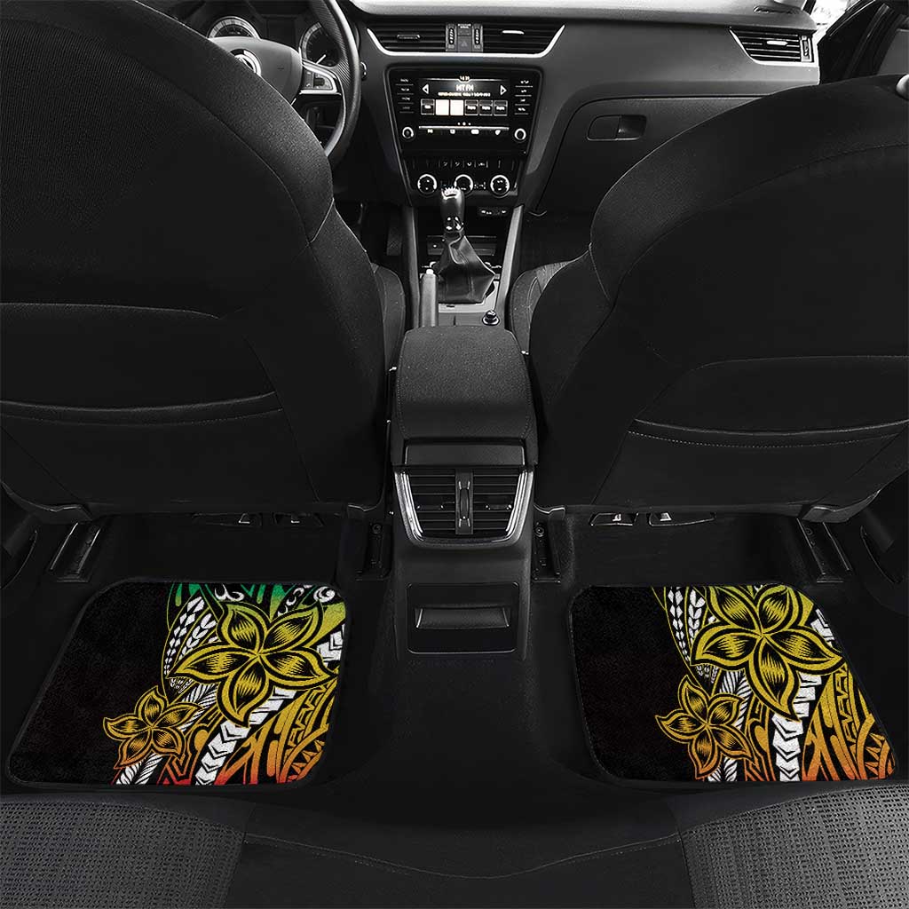 Polynesian Plumeria Floral Tattoo Pattern Car Mats Reggae Style LT9 Set 2pcs - Back Reggae - Polynesian Pride