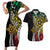 Polynesian Plumeria Floral Tattoo Pattern Couples Matching Short Sleeve Bodycon Dress and Hawaiian Shirt Reggae Style