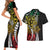 Polynesian Plumeria Floral Tattoo Pattern Couples Matching Short Sleeve Bodycon Dress and Hawaiian Shirt Reggae Style