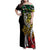 Polynesian Plumeria Floral Tattoo Pattern Family Matching Off Shoulder Maxi Dress and Hawaiian Shirt Reggae Style