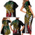 Polynesian Plumeria Floral Tattoo Pattern Family Matching Short Sleeve Bodycon Dress and Hawaiian Shirt Reggae Style