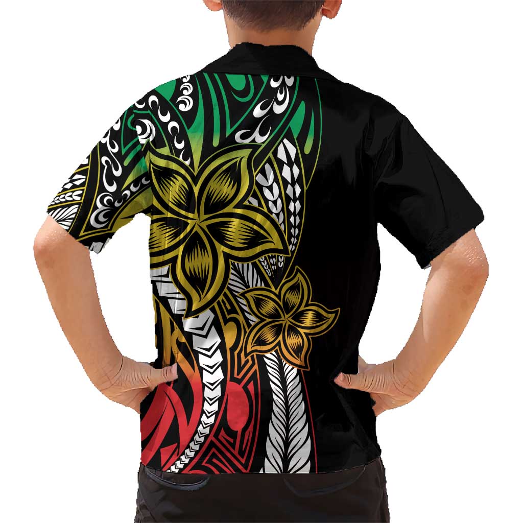Polynesian Plumeria Floral Tattoo Pattern Kid Hawaiian Shirt Reggae Style LT9 - Polynesian Pride