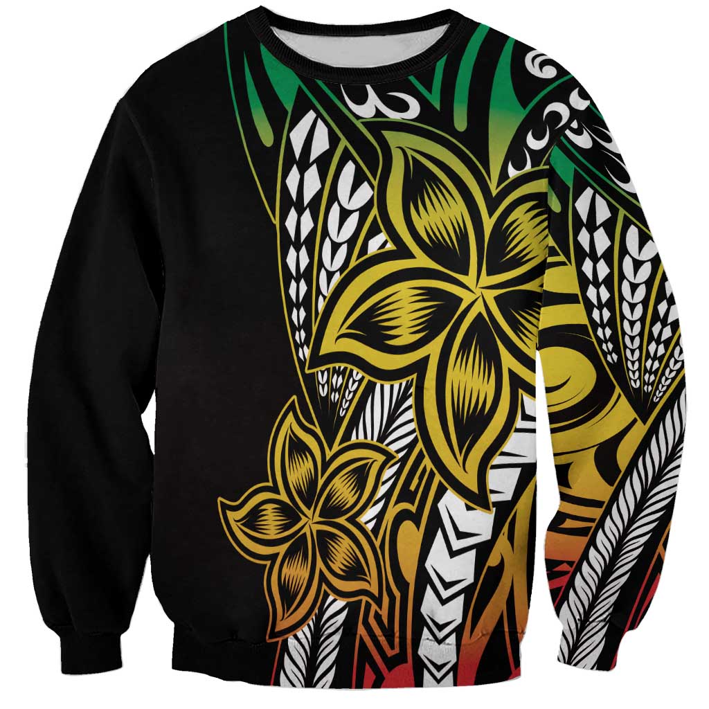 Polynesian Plumeria Floral Tattoo Pattern Sweatshirt Reggae Style LT9 Unisex Reggae - Polynesian Pride