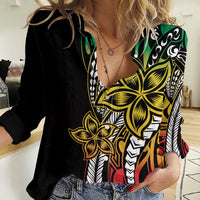 Polynesian Plumeria Floral Tattoo Pattern Women Casual Shirt Reggae Style LT9 Female Reggae - Polynesian Pride