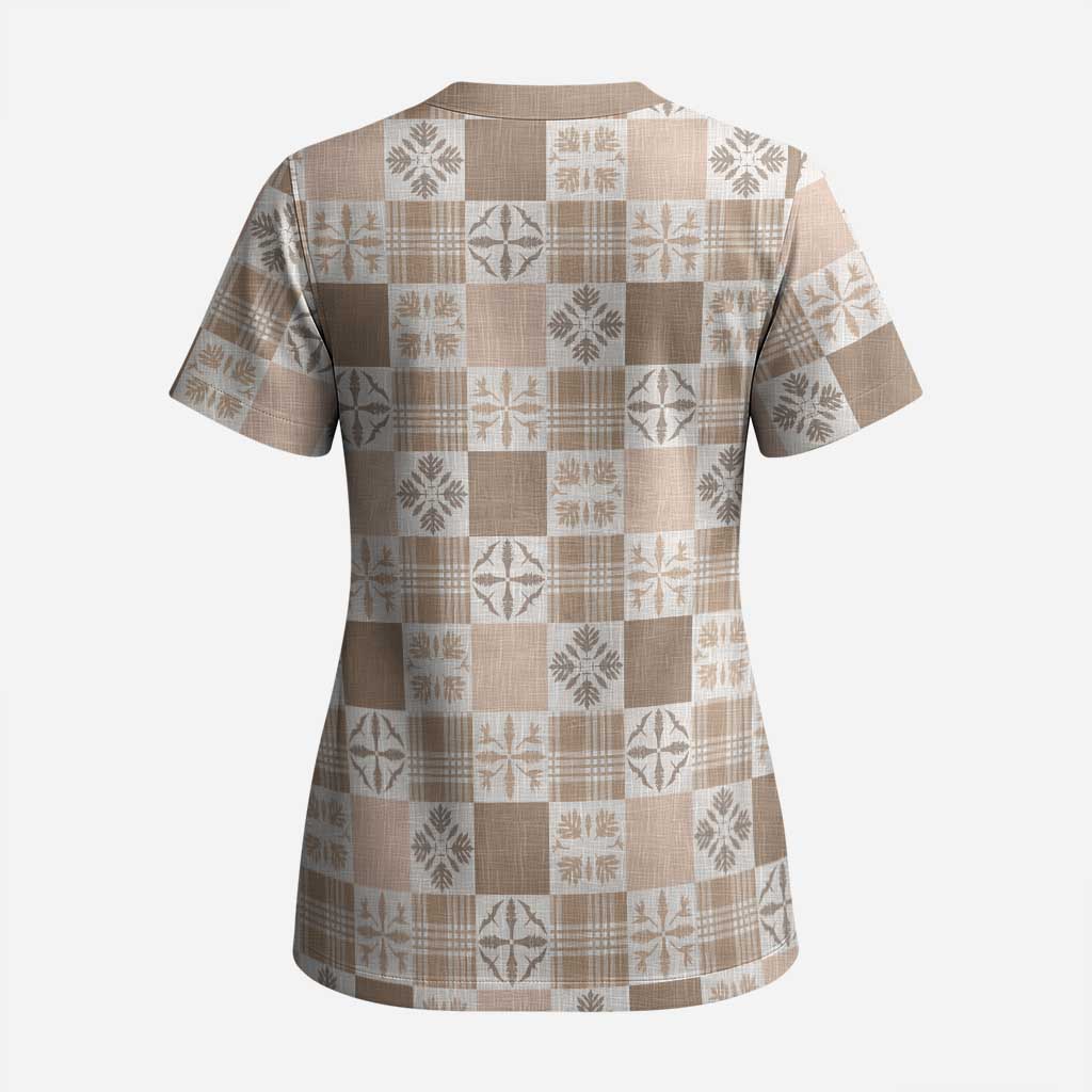 Hawaiian Palaka Quilt Pattern Scrub Top Hawaii Culture Bird of Paradise Exotic Motif LT9 - Polynesian Pride