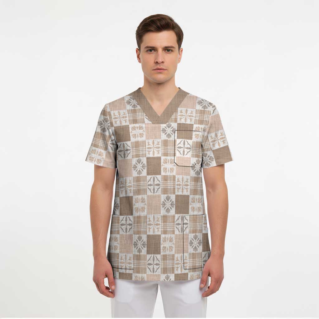 Hawaiian Palaka Quilt Pattern Scrub Top Hawaii Culture Bird of Paradise Exotic Motif LT9 - Polynesian Pride