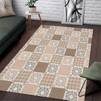 Hawaiian Palaka Quilt Pattern Area Rug Hawaii Culture Honu Turtle LT9 Beige - Polynesian Pride