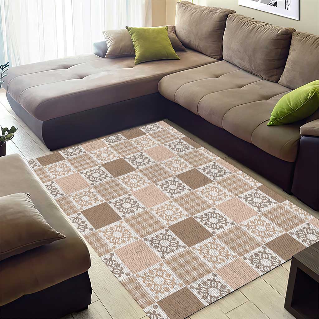 Hawaiian Palaka Quilt Pattern Area Rug Hawaii Culture Honu Turtle LT9 - Polynesian Pride