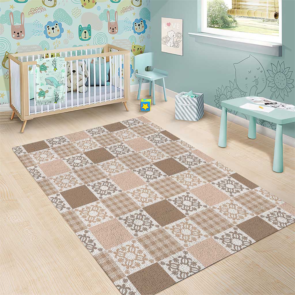 Hawaiian Palaka Quilt Pattern Area Rug Hawaii Culture Honu Turtle LT9 - Polynesian Pride