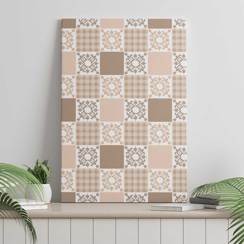 Hawaiian Palaka Quilt Pattern Canvas Wall Art Hawaii Culture Honu Turtle LT9 - Polynesian Pride