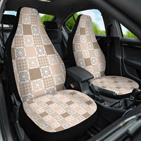 Hawaiian Palaka Quilt Pattern Car Seat Cover Hawaii Culture Honu Turtle LT9 One Size Beige - Polynesian Pride