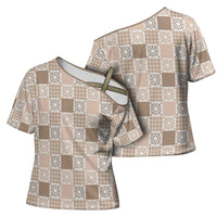 Hawaiian Palaka Quilt Pattern Cross Shoulder Shirt Hawaii Culture Honu Turtle LT9 - Polynesian Pride