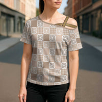 Hawaiian Palaka Quilt Pattern Cross Shoulder Shirt Hawaii Culture Honu Turtle LT9 - Polynesian Pride