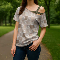 Hawaiian Palaka Quilt Pattern Cross Shoulder Shirt Hawaii Culture Honu Turtle LT9 - Polynesian Pride