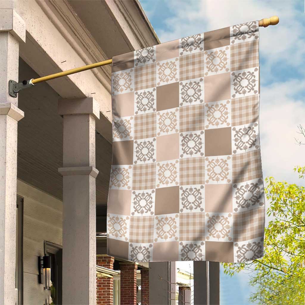 Hawaiian Palaka Quilt Pattern Garden Flag Hawaii Culture Honu Turtle LT9 House Flag Beige - Polynesian Pride