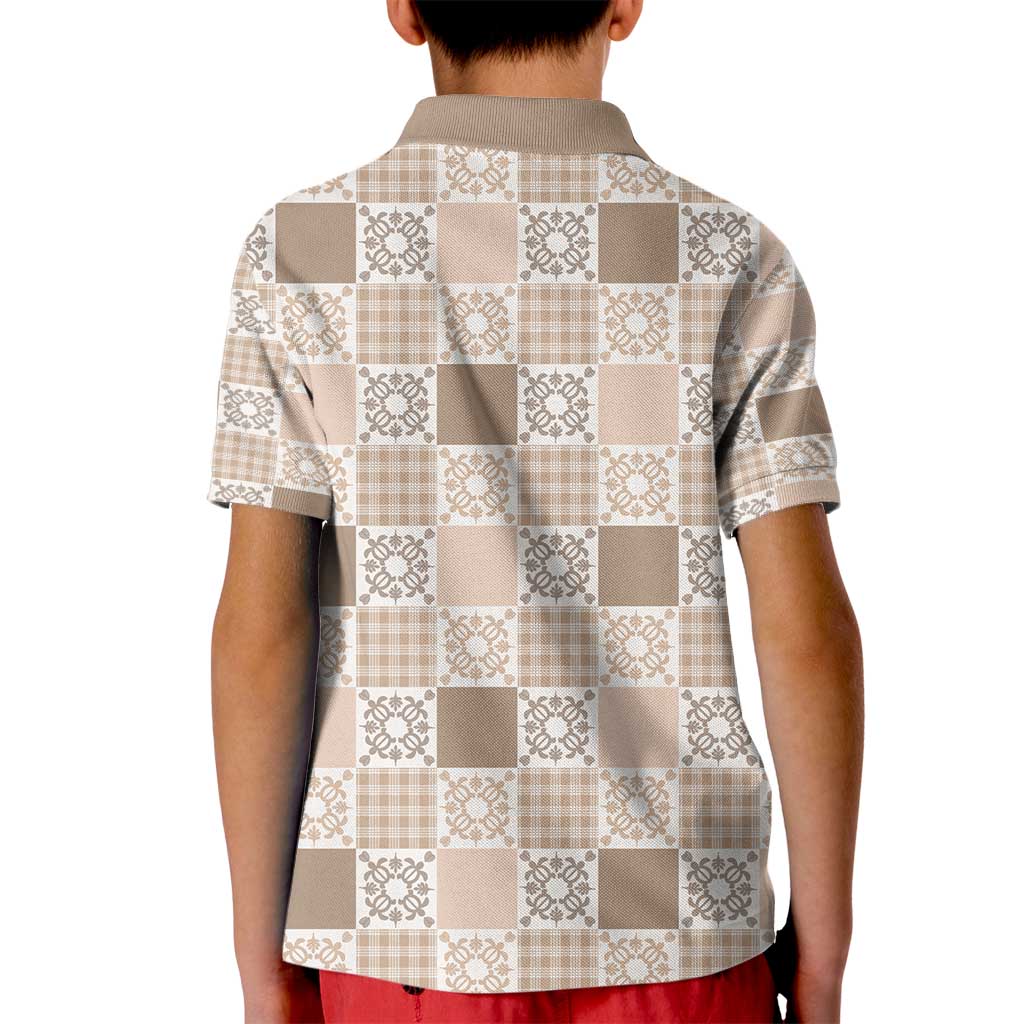 Hawaiian Palaka Quilt Pattern Kid Polo Shirt Hawaii Culture Honu Turtle LT9 - Polynesian Pride
