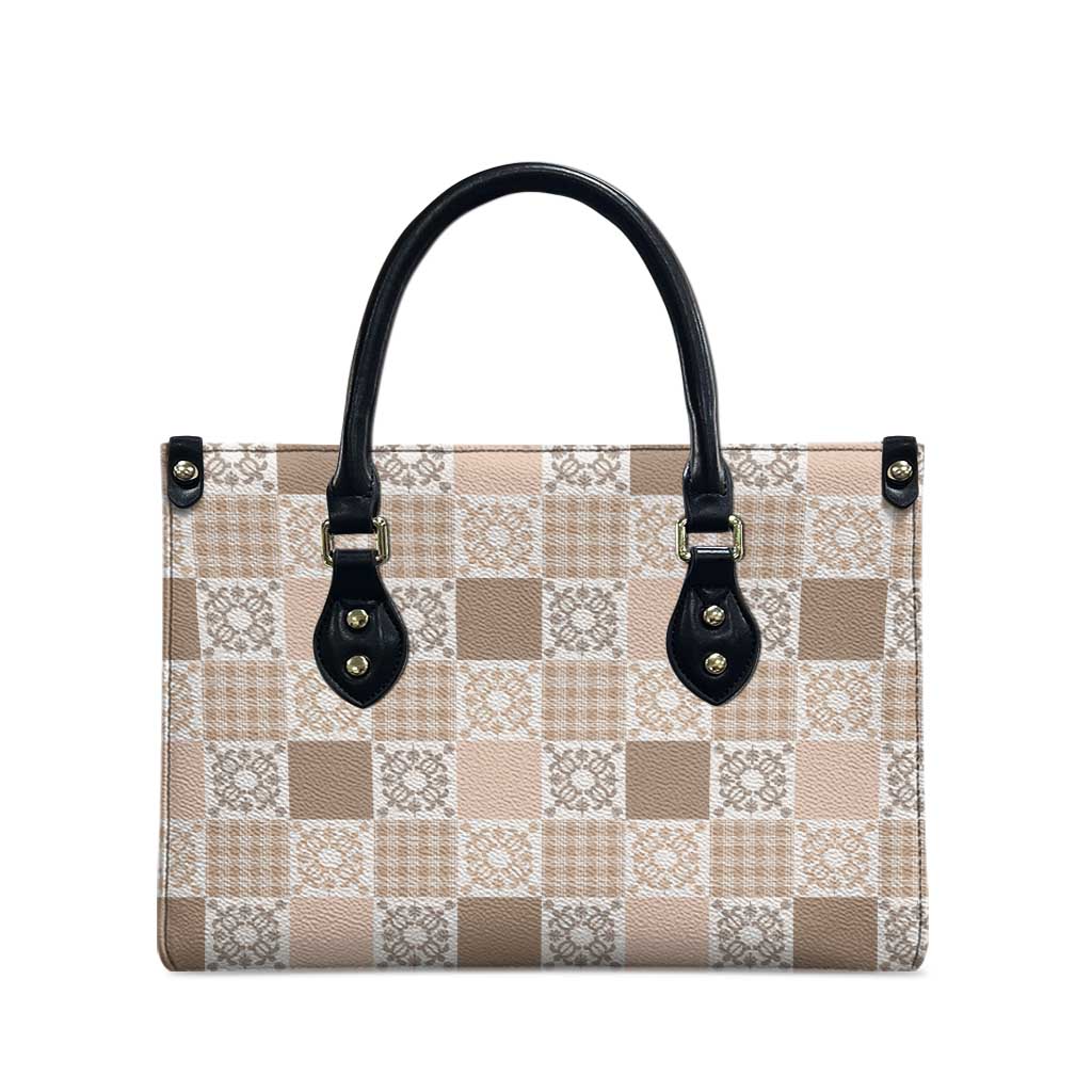 Hawaiian Palaka Quilt Pattern Leather Bag Hawaii Culture Honu Turtle LT9 - Polynesian Pride