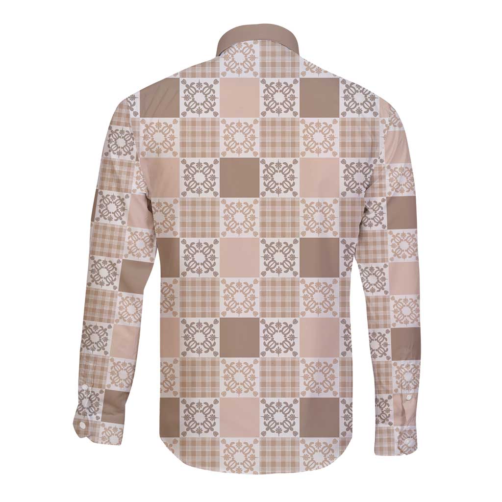 Hawaiian Palaka Quilt Pattern Long Sleeve Button Shirt Hawaii Culture Honu Turtle LT9 - Polynesian Pride