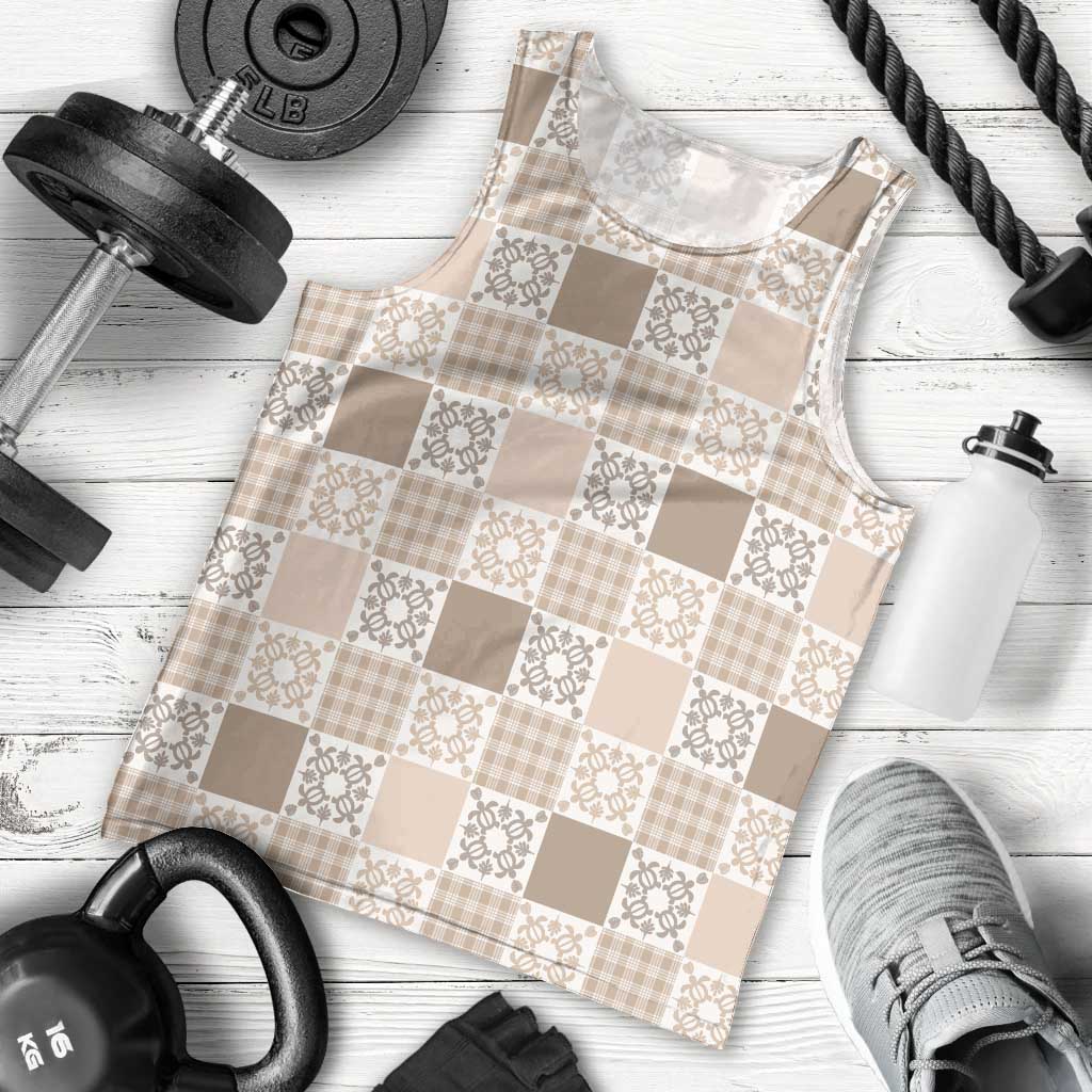 Hawaiian Palaka Quilt Pattern Men Tank Top Hawaii Culture Honu Turtle LT9 - Polynesian Pride