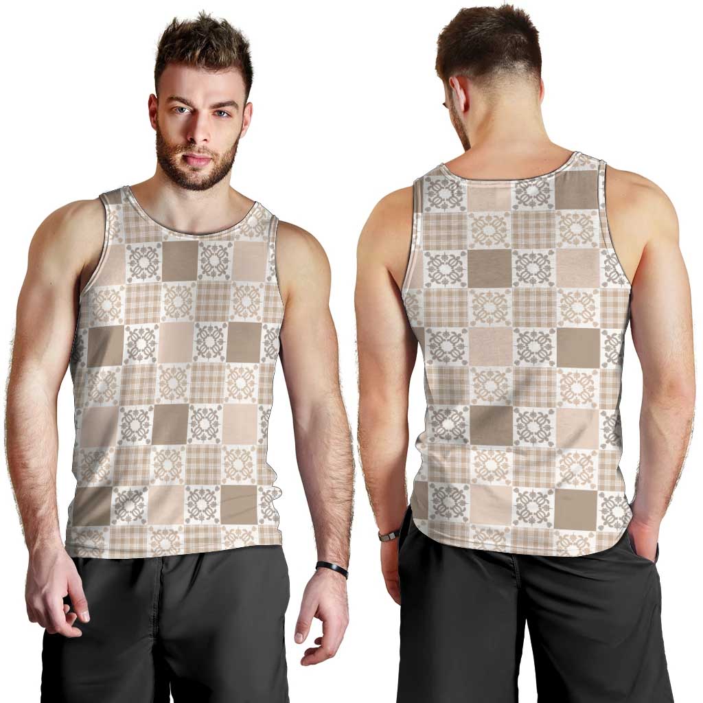Hawaiian Palaka Quilt Pattern Men Tank Top Hawaii Culture Honu Turtle LT9 - Polynesian Pride