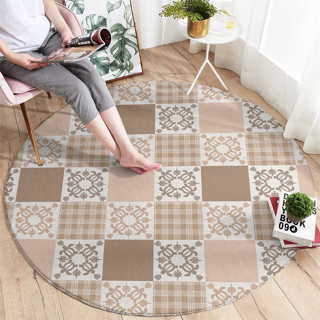 Hawaiian Palaka Quilt Pattern Round Carpet Hawaii Culture Honu Turtle LT9 - Polynesian Pride