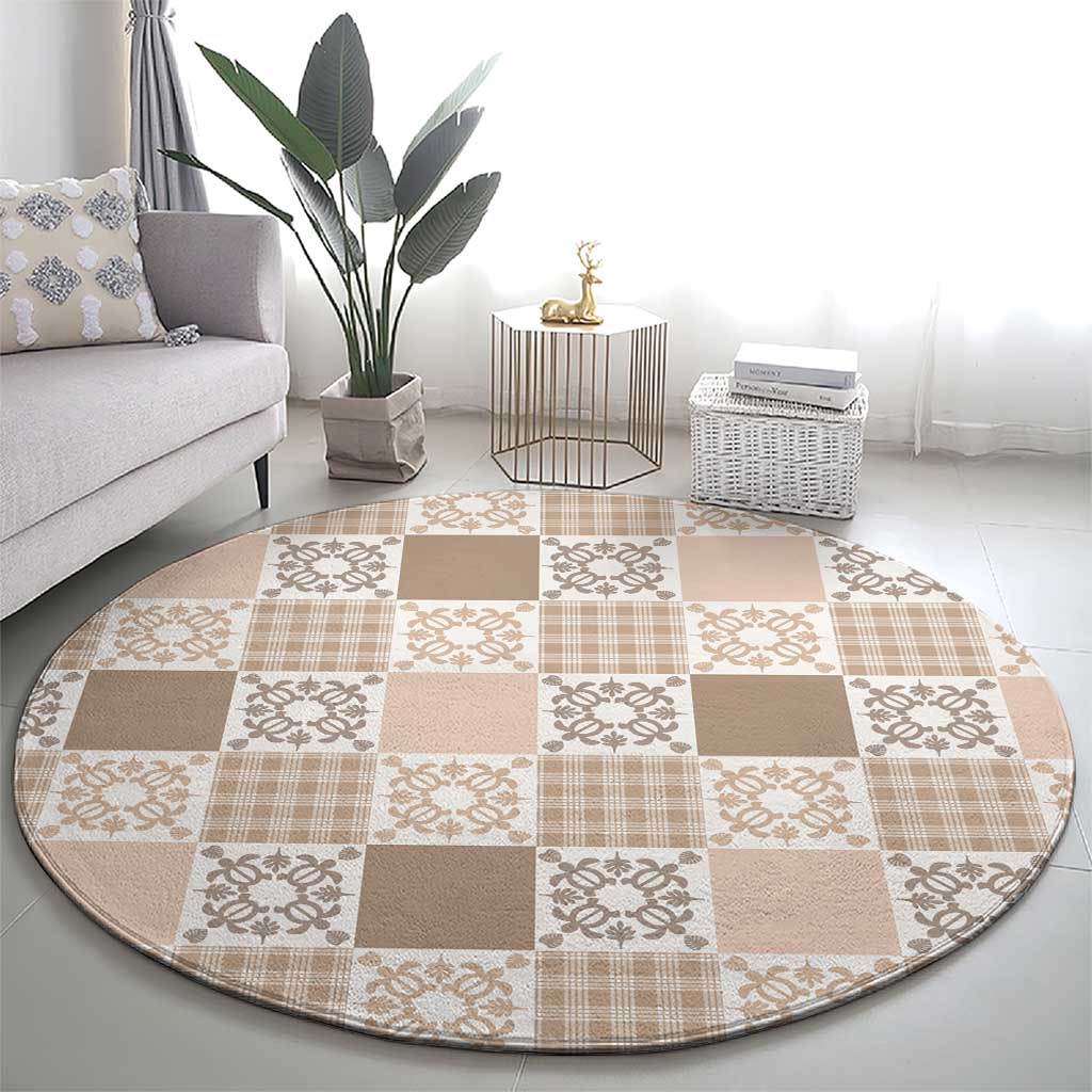 Hawaiian Palaka Quilt Pattern Round Carpet Hawaii Culture Honu Turtle LT9 - Polynesian Pride