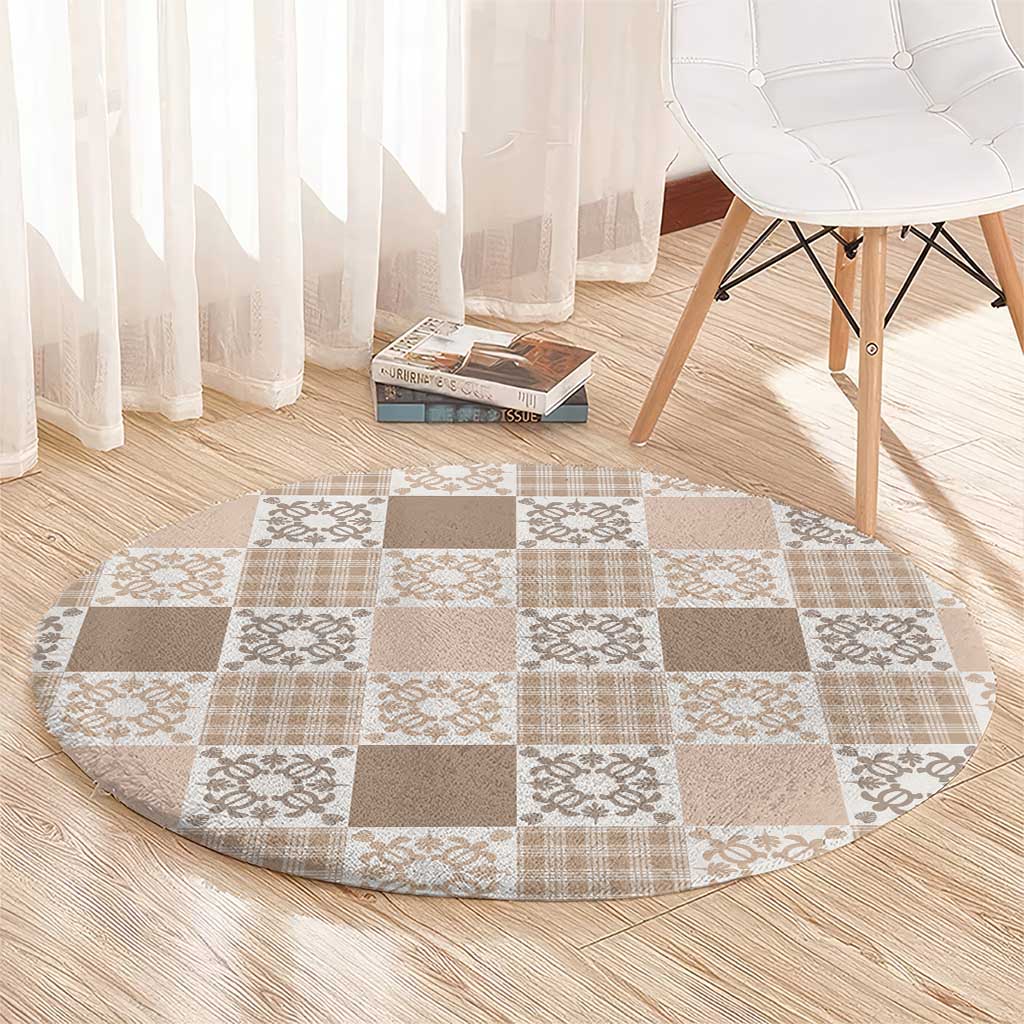 Hawaiian Palaka Quilt Pattern Round Carpet Hawaii Culture Honu Turtle LT9 - Polynesian Pride