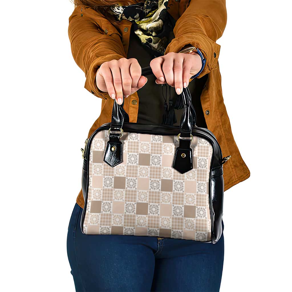 Hawaiian Palaka Quilt Pattern Shoulder Handbag Hawaii Culture Honu Turtle LT9 One Size Beige - Polynesian Pride