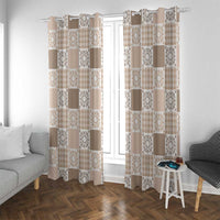 Hawaiian Palaka Quilt Pattern Window Curtain Hawaii Culture Honu Turtle LT9 With Grommets Beige - Polynesian Pride