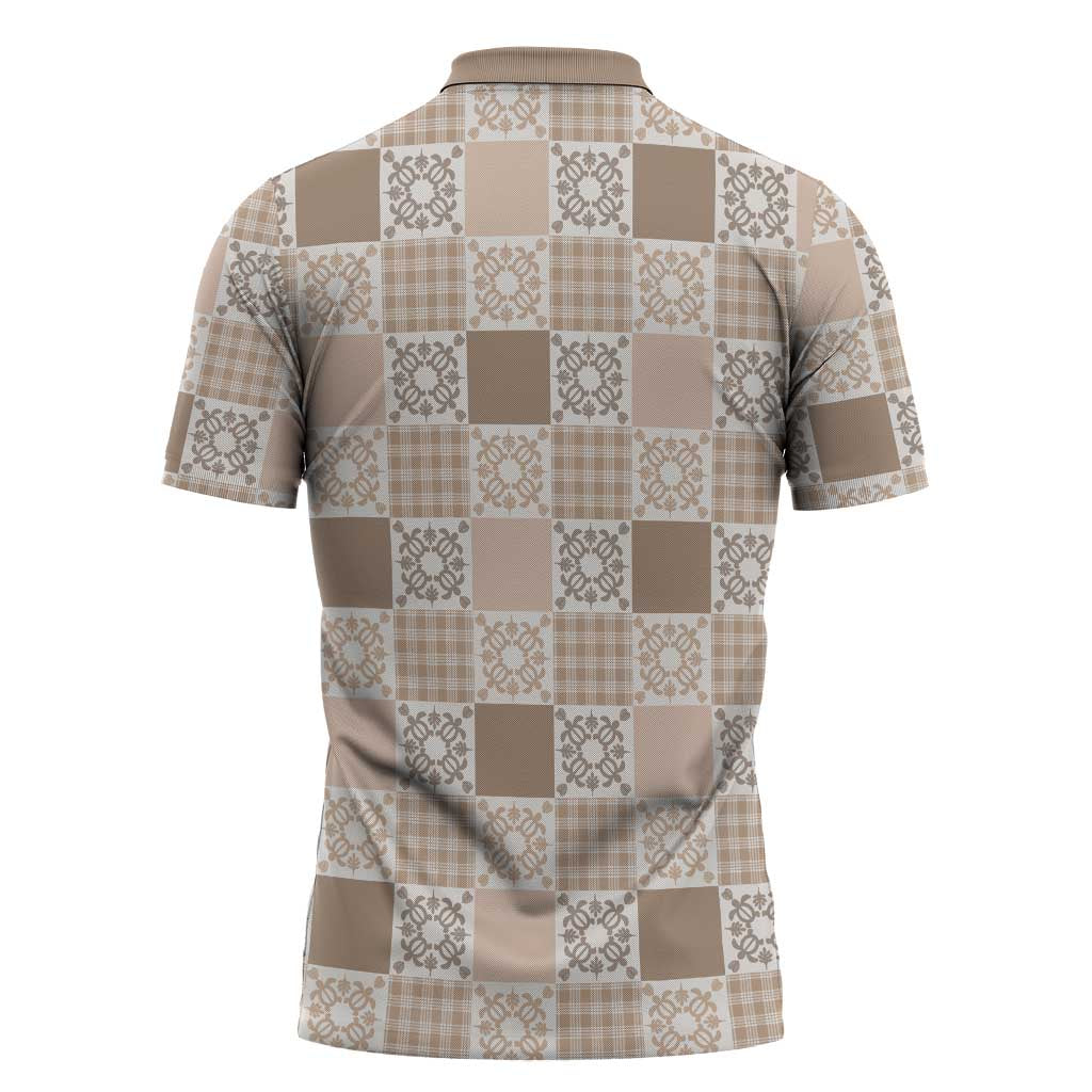 Hawaiian Palaka Quilt Pattern Zipper Polo Shirt Hawaii Culture Honu Turtle LT9 - Polynesian Pride