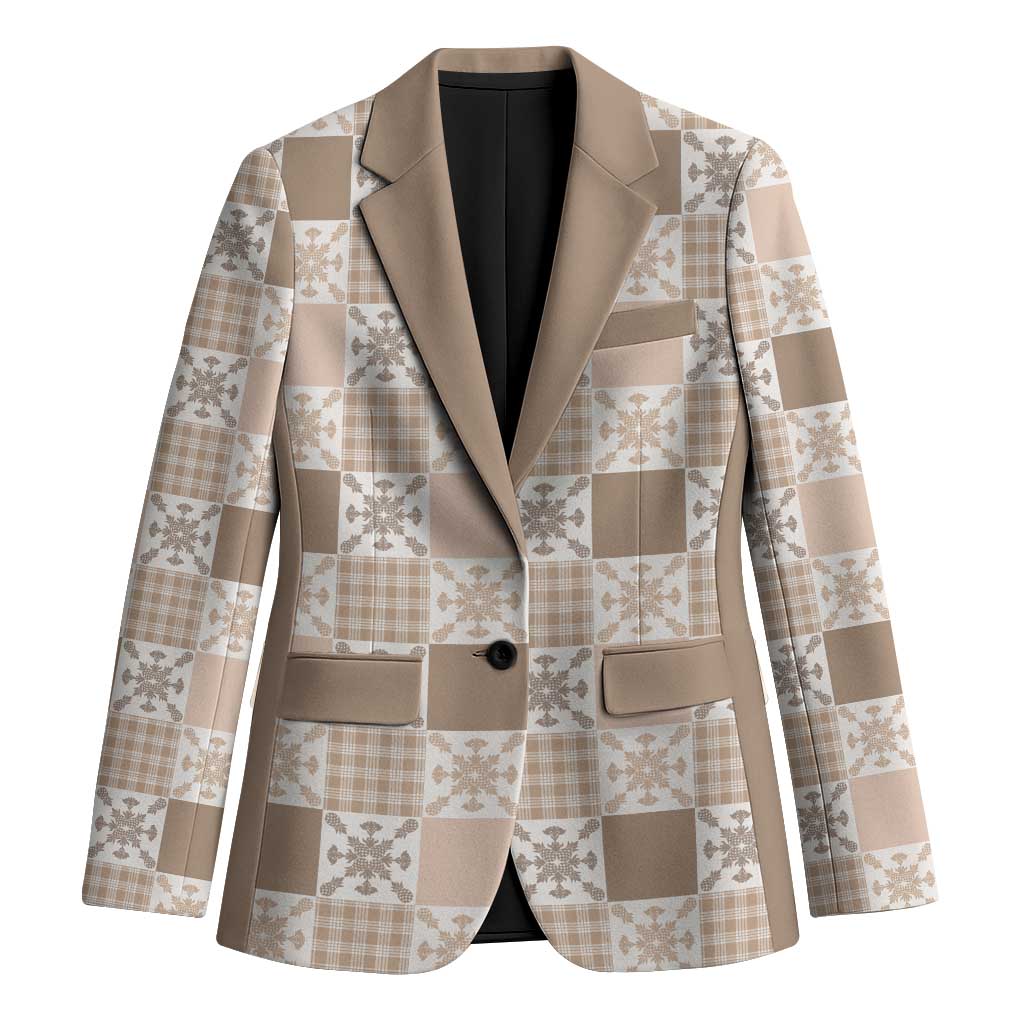 Hawaiian Palaka Quilt Pattern Blazer Hawaii Culture Pineapple LT9 Unisex Beige - Polynesian Pride
