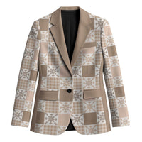 Hawaiian Palaka Quilt Pattern Blazer Hawaii Culture Pineapple LT9 Unisex Beige - Polynesian Pride