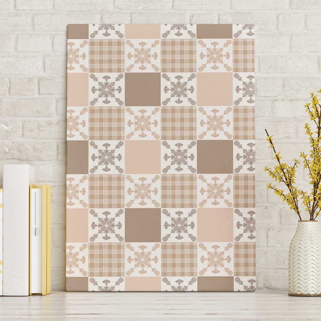 Hawaiian Palaka Quilt Pattern Canvas Wall Art Hawaii Culture Pineapple LT9 Without Frame Beige - Polynesian Pride