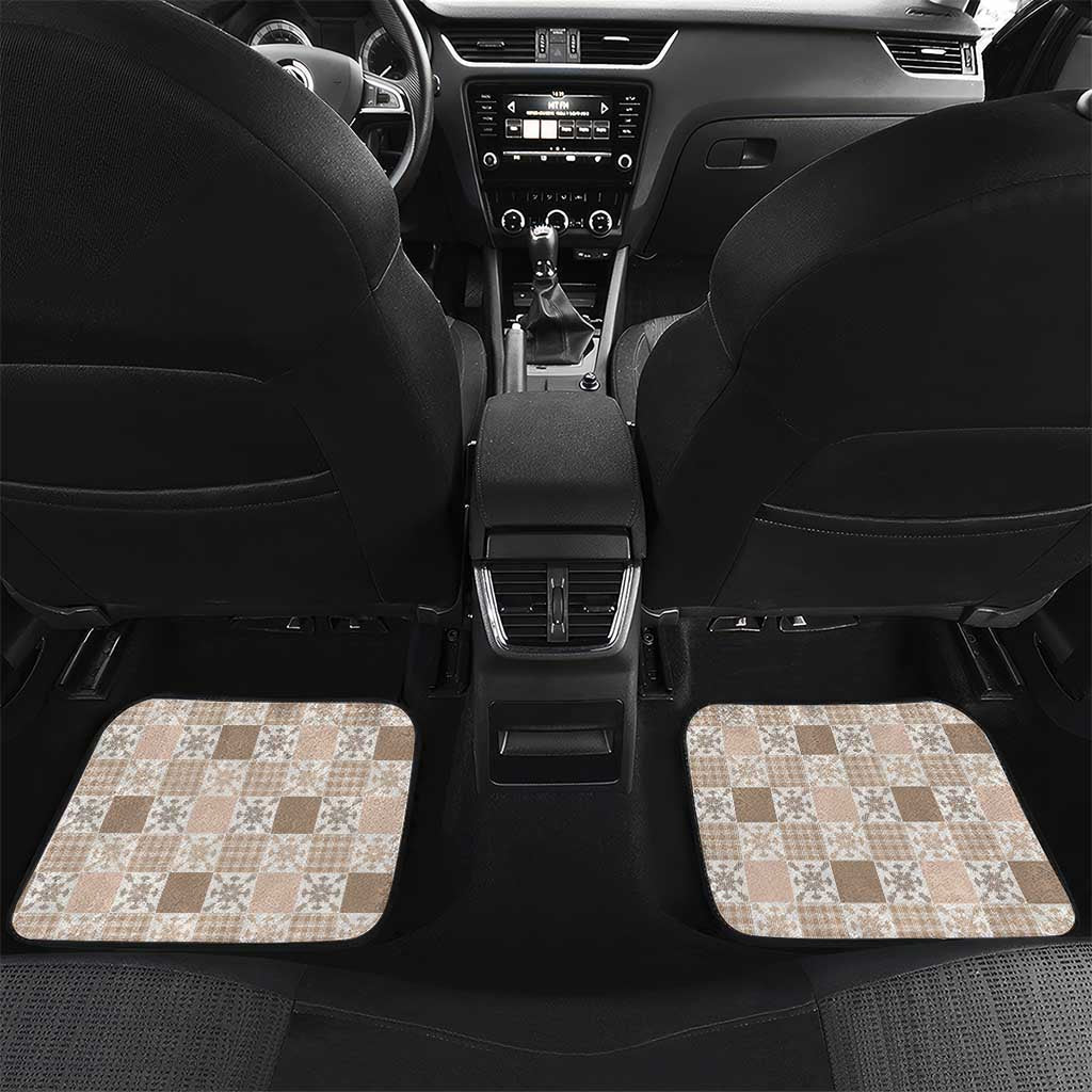 Hawaiian Palaka Quilt Pattern Car Mats Hawaii Culture Pineapple LT9 Set 2pcs - Back Beige - Polynesian Pride