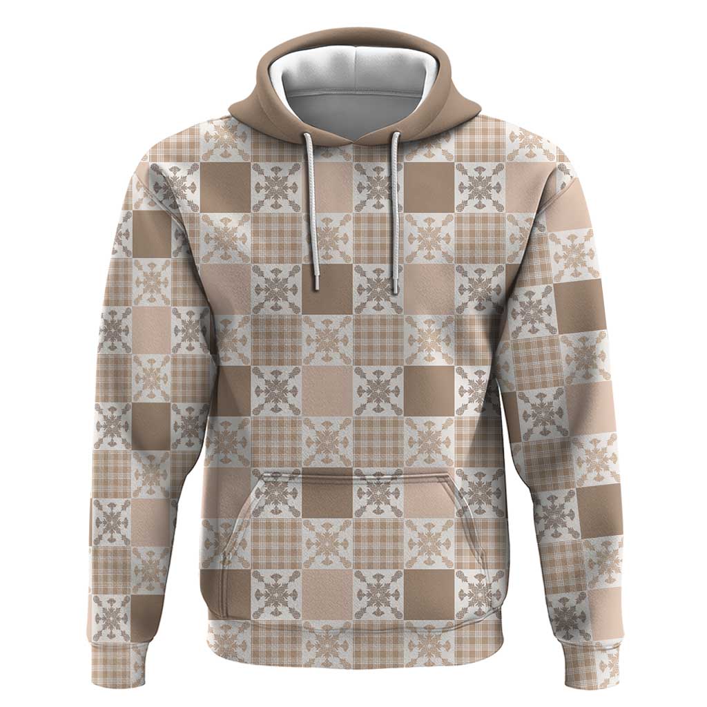 Hawaiian Palaka Quilt Pattern Hoodie Hawaii Culture Pineapple LT9 Pullover Hoodie Beige - Polynesian Pride