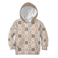 Hawaiian Palaka Quilt Pattern Kid Hoodie Hawaii Culture Pineapple LT9 Hoodie Beige - Polynesian Pride