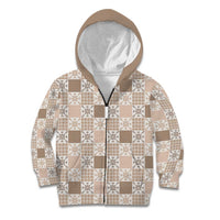 Hawaiian Palaka Quilt Pattern Kid Hoodie Hawaii Culture Pineapple LT9 Zip Hoodie Beige - Polynesian Pride