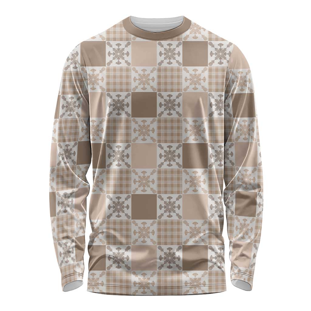 Hawaiian Palaka Quilt Pattern Long Sleeve Shirt Hawaii Culture Pineapple LT9 Unisex Beige - Polynesian Pride