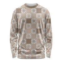 Hawaiian Palaka Quilt Pattern Long Sleeve Shirt Hawaii Culture Pineapple LT9 Unisex Beige - Polynesian Pride