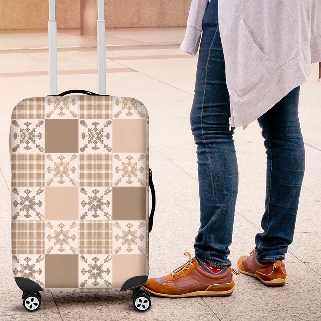 Hawaiian Palaka Quilt Pattern Luggage Cover Hawaii Culture Pineapple LT9 Beige - Polynesian Pride