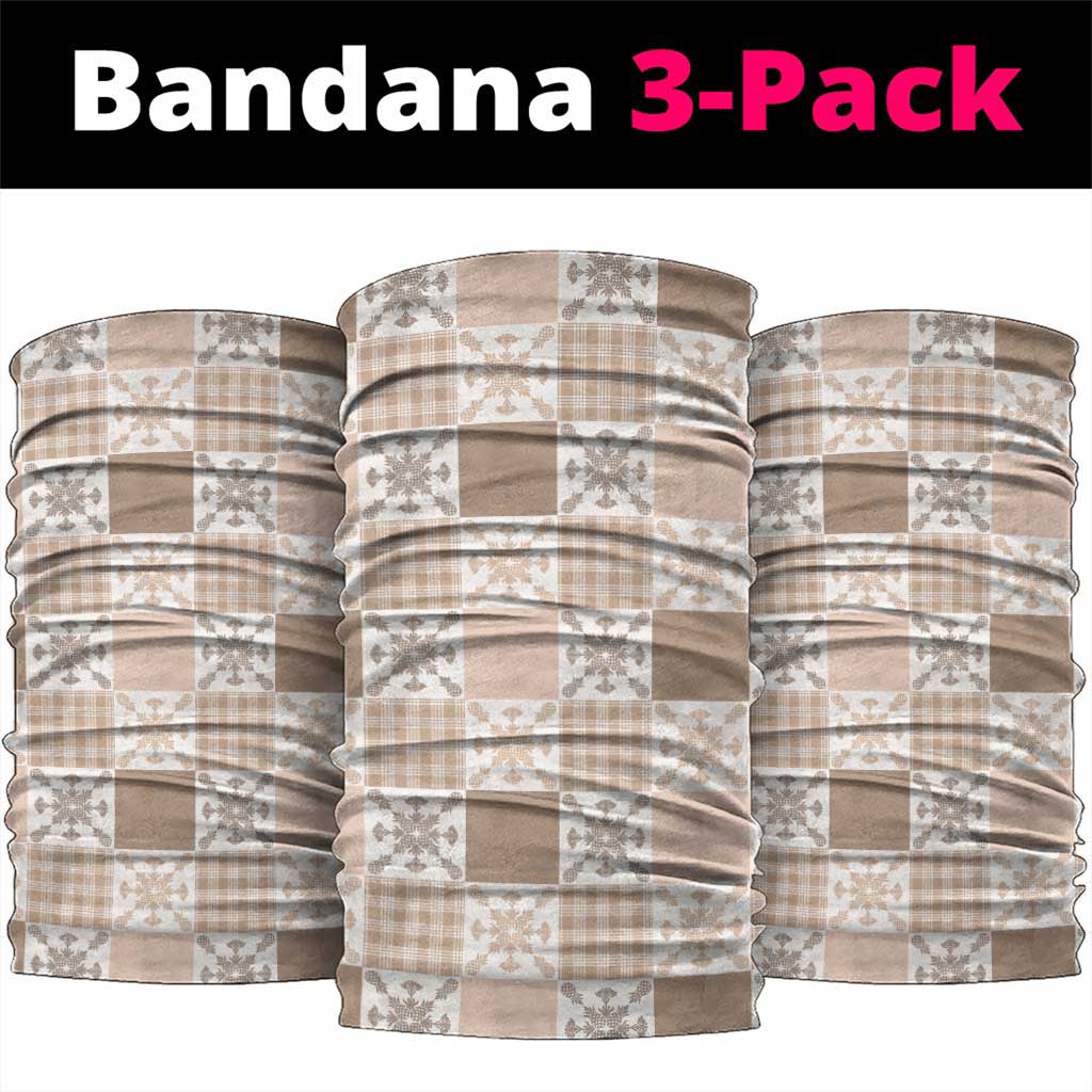 Hawaiian Palaka Quilt Pattern Neck Gaiter Hawaii Culture Pineapple LT9 package One Size: 25*50cm Beige - Polynesian Pride