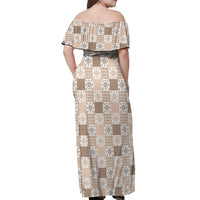 Hawaiian Palaka Quilt Pattern Off Shoulder Maxi Dress Hawaii Culture Pineapple LT9 - Polynesian Pride