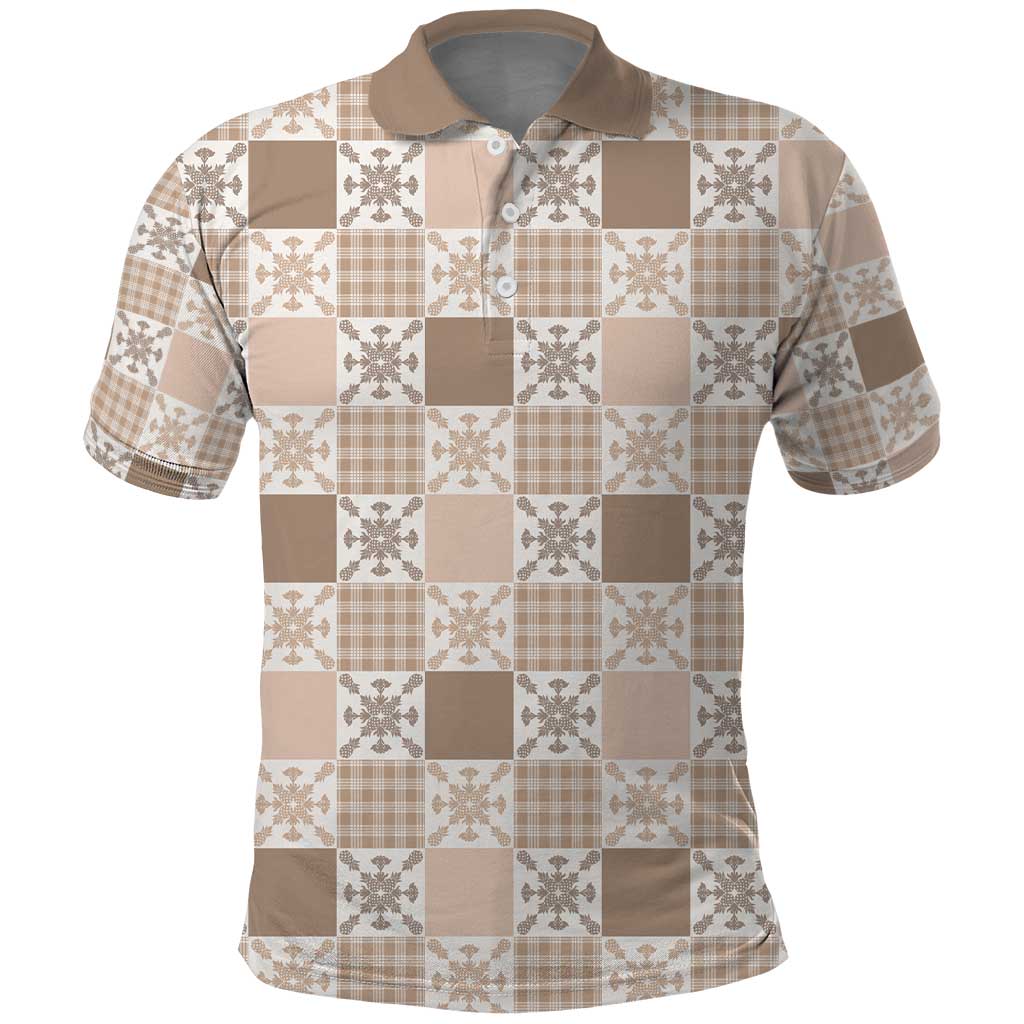 Hawaiian Palaka Quilt Pattern Polo Shirt Hawaii Culture Pineapple LT9 Beige - Polynesian Pride