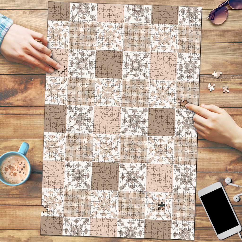 Hawaiian Palaka Quilt Pattern Puzzle Hawaii Culture Pineapple LT9 Beige - Polynesian Pride
