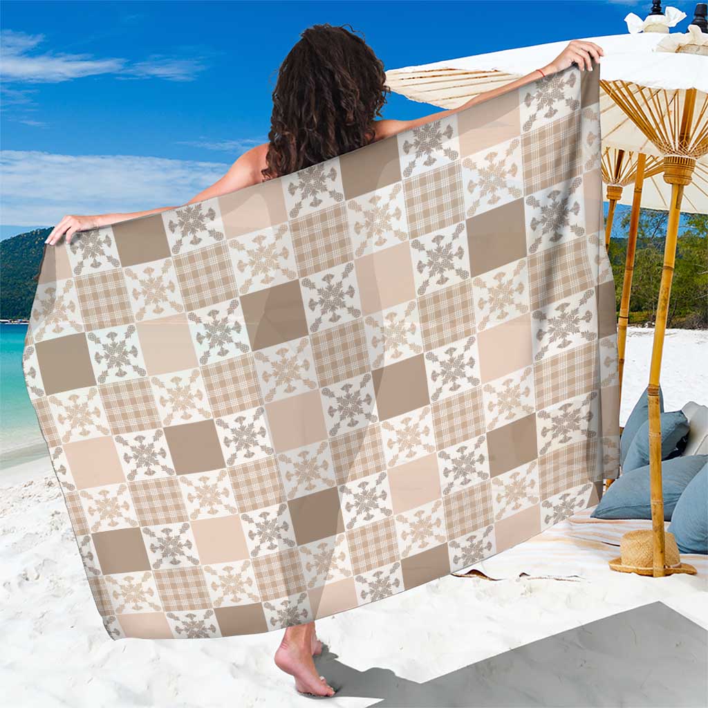 Hawaiian Palaka Quilt Pattern Sarong Hawaii Culture Pineapple LT9 One Size 44 x 66 inches Beige - Polynesian Pride