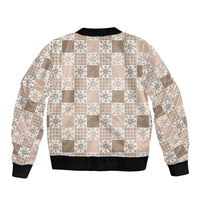 Hawaiian Palaka Quilt Pattern Sleeve Zip Bomber Jacket Hawaii Culture Pineapple LT9 - Polynesian Pride
